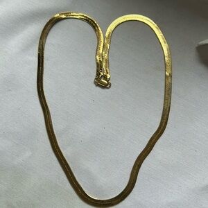 Unisex Thick herringbone gold tonenecklace 22” Long